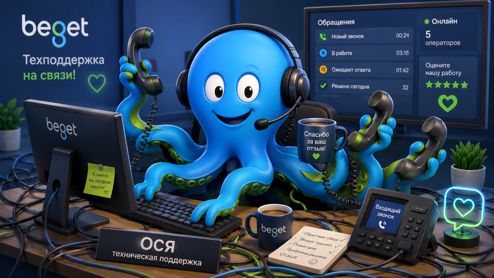 Ося — маскот техподдержки SupportFeedback